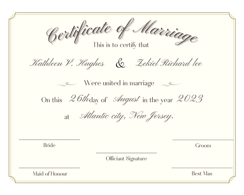 Modern Wedding Certificate Template, Editable Printable Certificate of ...