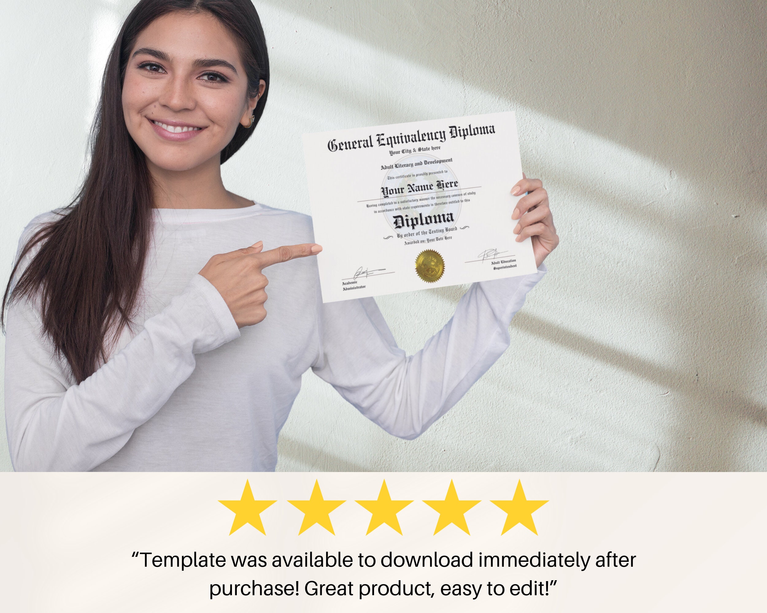 TEXAS GED Diploma Template With Seal Editable Template Printable TEXAS GED Diploma Template With Seal Editable Template Printable