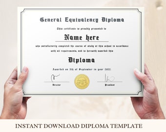 Fillable Diploma Template Printable Canva Design Template High School Diploma Editable Custom Certificate Template Printable Homeschool