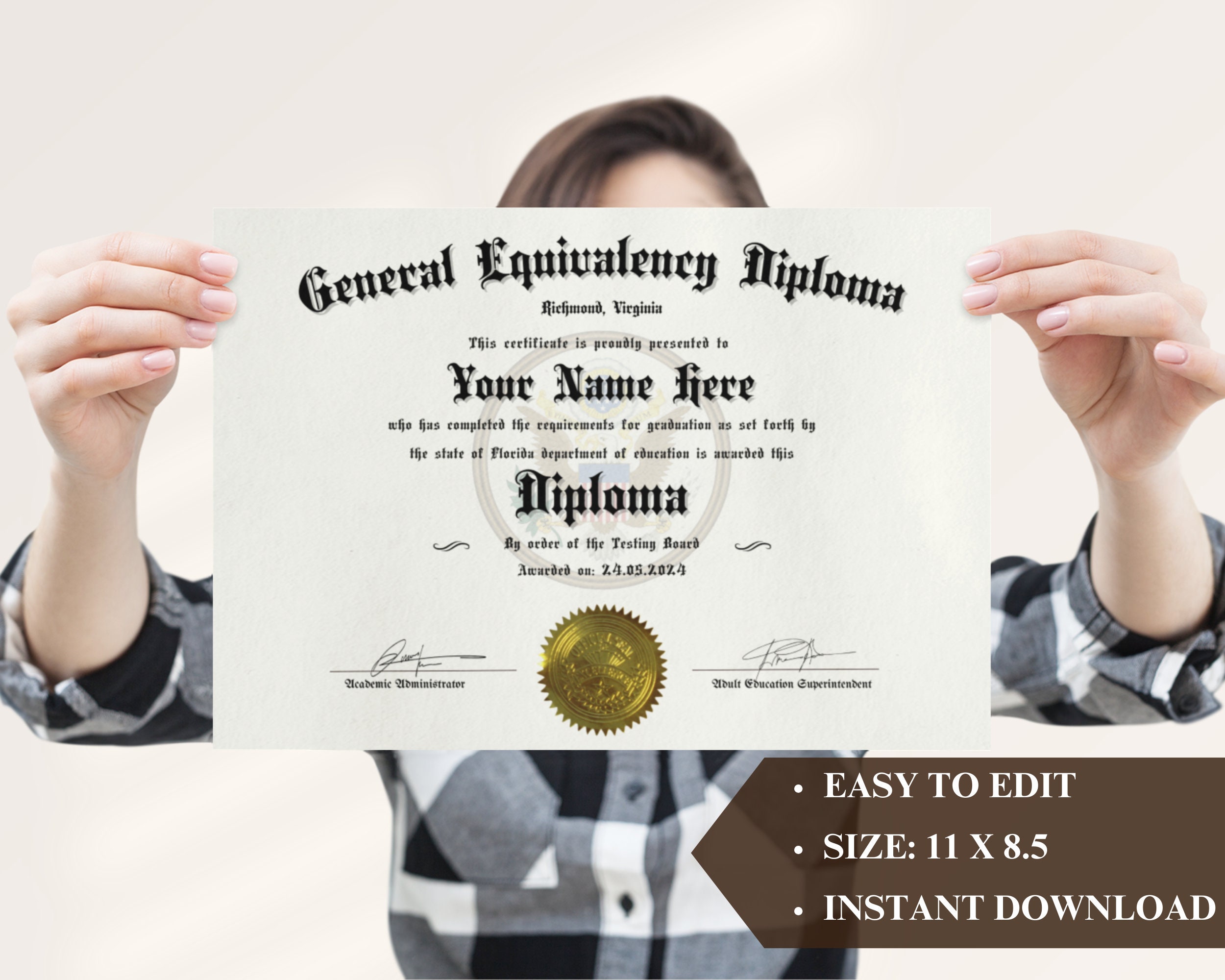 Custom High School Diploma Template Editable and Printable in Canva