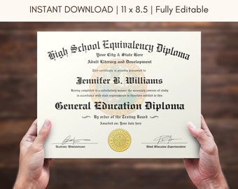 Custom Diploma Ged HighSchool Personalized Novelty Diploma High School Diploma Online General Education Diploma Get HS Diploma Online