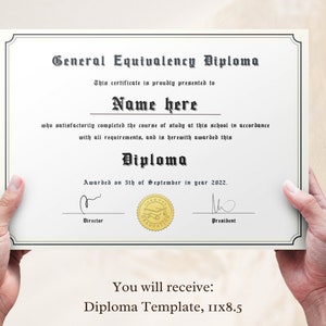 GED Diploma with Gold Seal Printable General High School Equivalency Diploma Template Editable Graduation Certificate Instant Download image 8