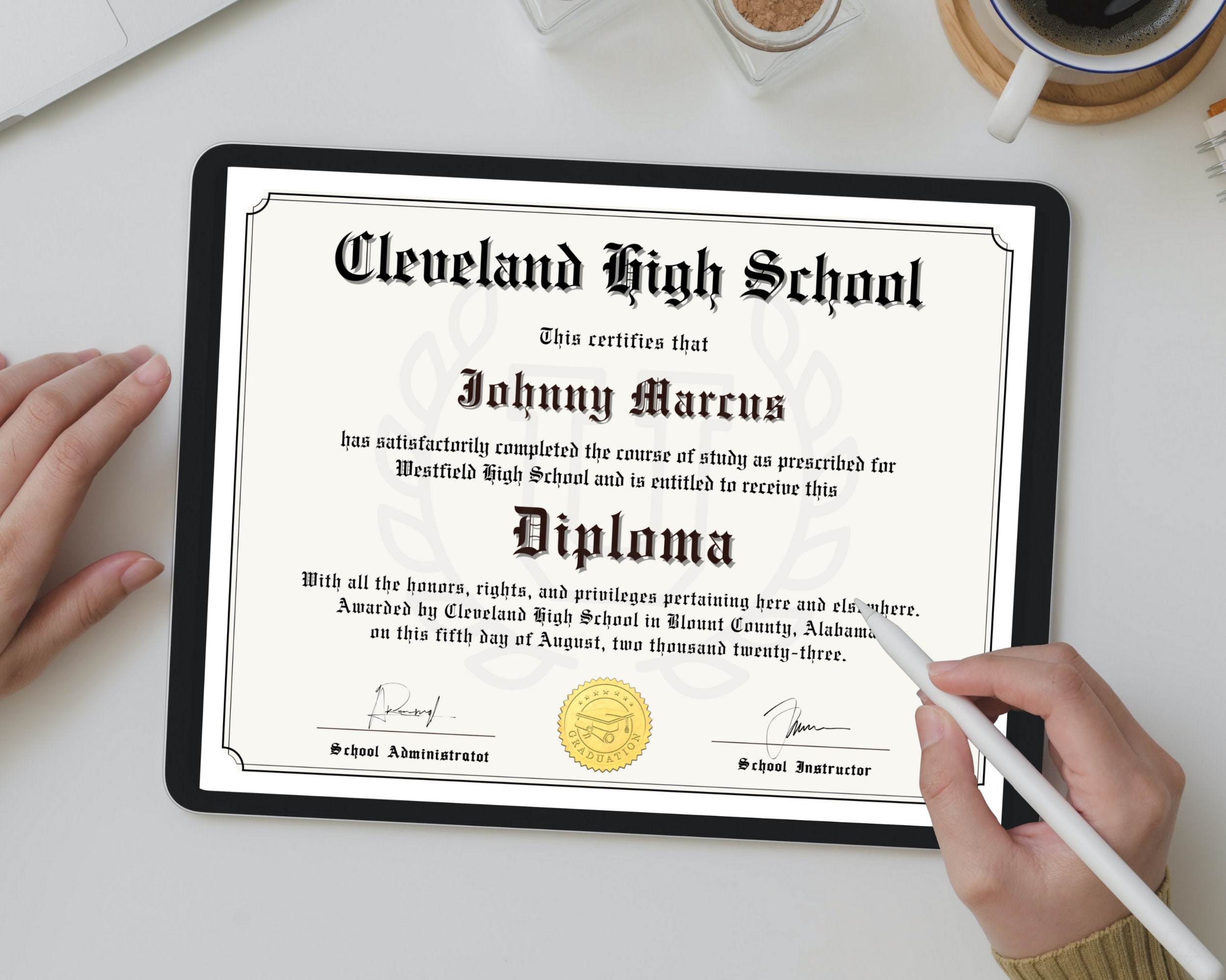 Printable General High School Equivalency Diploma Template, GED Diploma