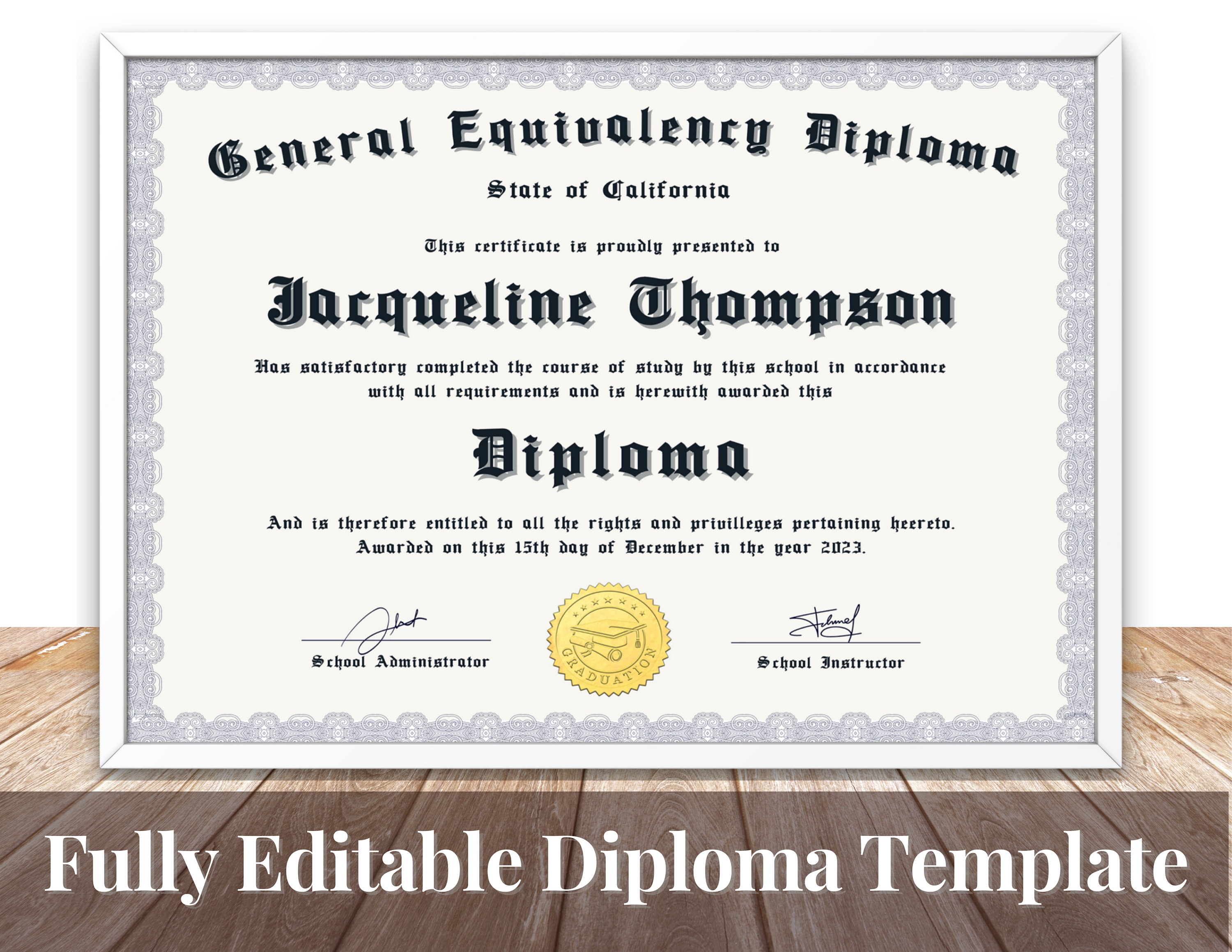Printable Ged Certificate Template