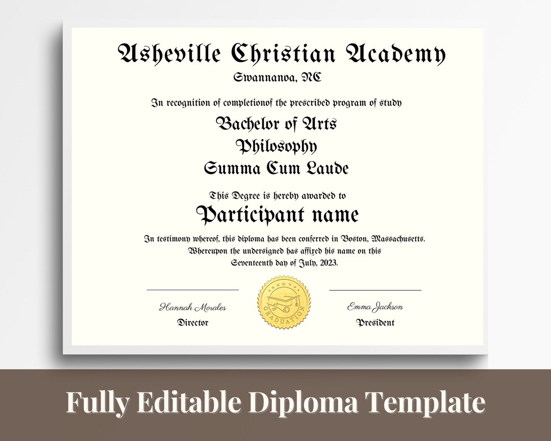 GED Diploma With Gold Seal, Printable General High School Equivalency ...