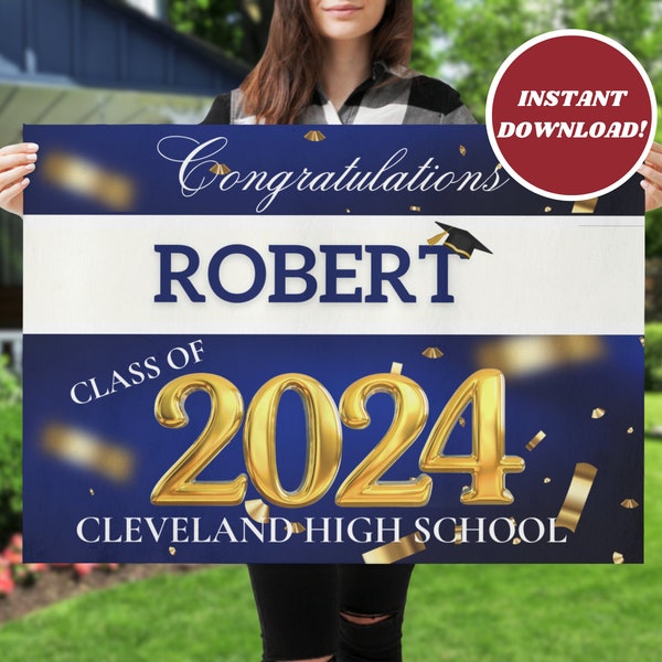 Graduation Yard Sign 2024 Template Editable in Canva Grad Yard Sign Graduation Party Decoration Graduation Banner 2024 Grad Party Party Kits