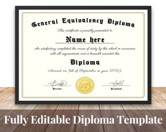 Printable High School Diploma Template Editable Homeschool - Etsy