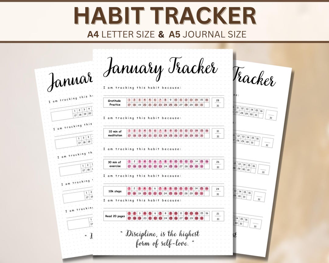 30 Day Monthly Habit Tracker Printable Template Habit Tracker Template ...