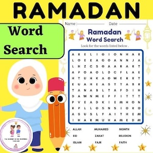 Printable Ramadan Word Search Activity for Kids & Adults | Ramadan Preparation/ Muslim Homeschooling / Rmdan wordsearch