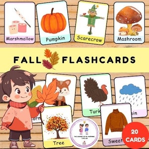 Herbstliche Vokabelkarten: Herbstvokabular / Visuelle Karten für die Vorschule / Visuelle Karten für die Vorschule zum Ausdrucken