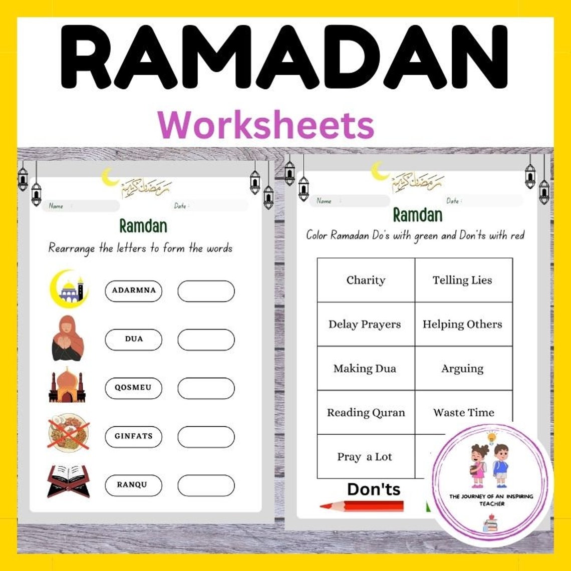 Ramadan Worksheets /ramadan Activity Printable /islamic Activities, Ramadan 2023, Ramadan ...