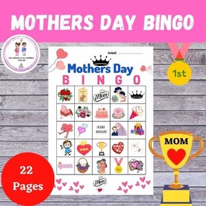 BINGO do Dia das Mães / BINGO de vocabulário do Dia das Mães / Jogo de cartas de correspondência de memória / Feliz dia das mães / Jogo de bingo do dia das mães