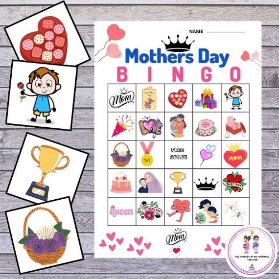 HOWAF Mother's Day Bingo Game Cards, Mother's Day Party Bingo Games For
