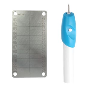 1x Crypto Recovery Plate + Engraver pen Seed Phrase Set Cold Wallet Cryptowallet Mnemonic Storage Stainless Steel
