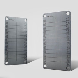 2x Crypto Recovery Plate for 24 world Seed Phrase