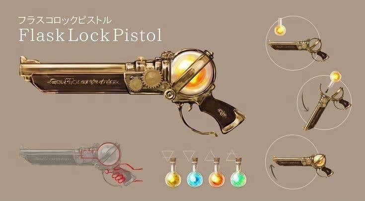 Black powder flask (brass plated), Flintlock pistols, Old Guns for sale -  Avalon