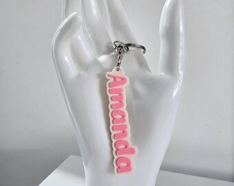 3D Printed Bubble Name Keyring Personalised