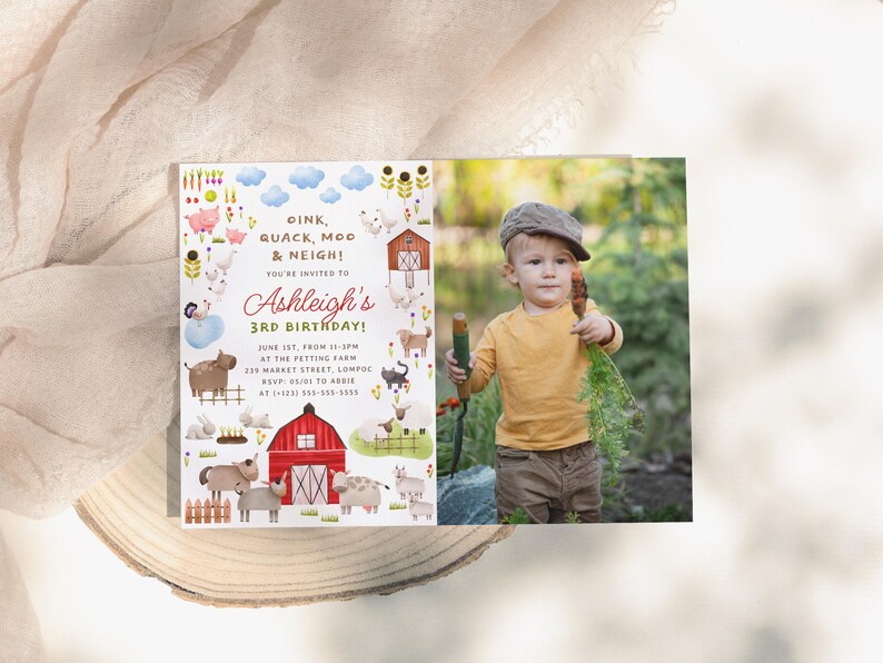 Farm Animals Birthday Party Invitation Template: Barnyard Bash (corjl ...