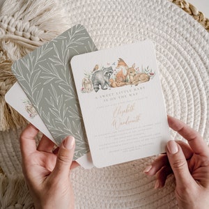 Invitation de shower de bébé élégant animaux de la forêt, invitation de shower de bébé animaux de la forêt, modèle d'invitation imprimable, téléchargement numérique