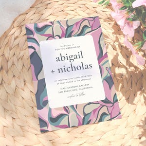 Abstract Floral Wedding Invitation Template: Bold Colorful Design (Corjl Digital Download)