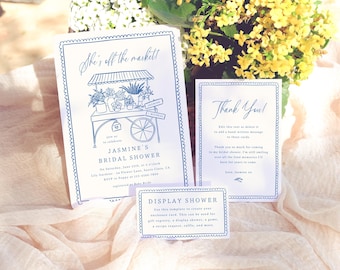 Whimsical Flower Market Bridal Shower Invitation Template: She's Off The Market Bundle (Corjl Digital Download)