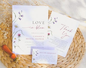 Love in Bloom: Wildflower Bridal Shower Invitation Bundle (Corjl Digital Download)