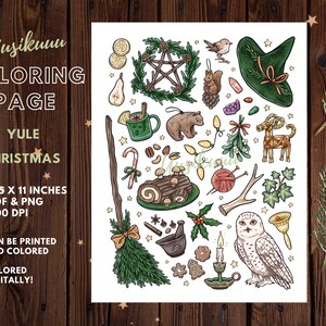 Yule Christmas Coloring Page Witch Digital Printable - Etsy