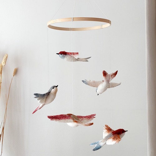 Birds Room Decor Nursery Mobile Bird Flying Birds Mobiles Etsy