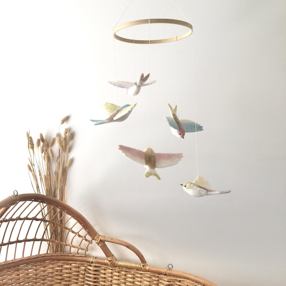 Nature Baby Mobile, Nursery Mobile Bird, Rainbow Baby Mobile, Flying Birds Mobiles, Baby Mobile