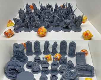 Large Set of 57 Miniatures suitable for all TTRPGs, Fantasy tabletop RPG Miniature, Dungeons & Dragons, High Quality Miniatures (32mm scale)