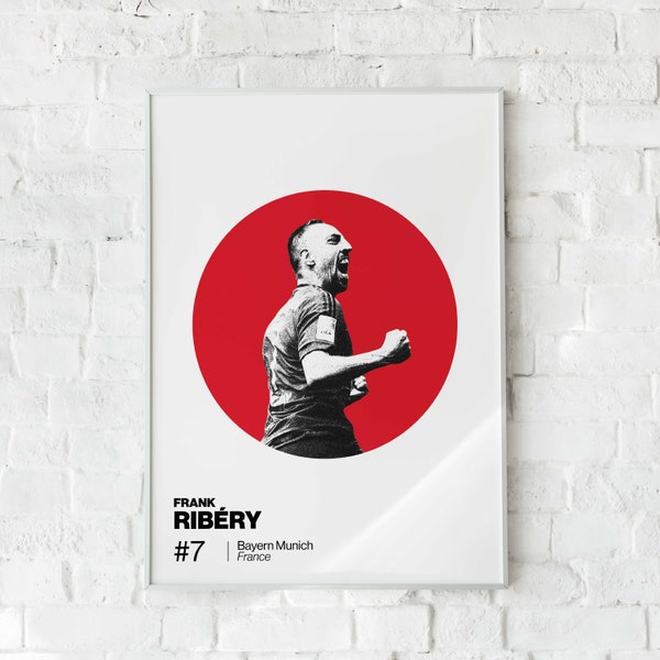 Frank Ribery Poster: Art for football fans - Mid-Century Modern Office and Bedroom Wall Decor in Helvetica, printable, Bayern Munich