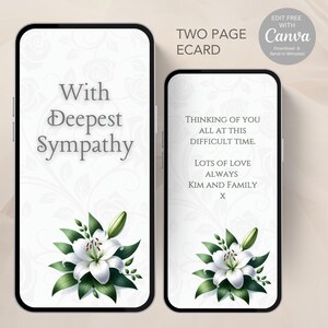 Carte de sympathie, carte électronique de la pensée de vous, modification et envoi par SMS, WhatsApp ou e-mail. Condoléances. Carte téléchargeable numérique instantanée -606A