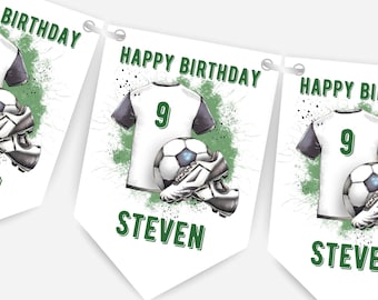 Football Birthday Bunting – Custom Soccer Party Banner – B254