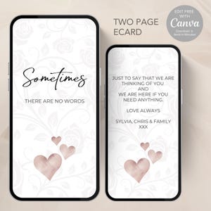 Carte de sympathie numérique « Il n'y a pas de mots » à modifier et à envoyer par SMS, WhatsApp, email. Condoléances avec sympathie. Carte téléchargeable -602A
