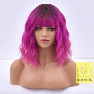 Pink Wig with Bangs