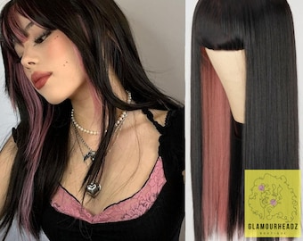 Pink and Black Wig