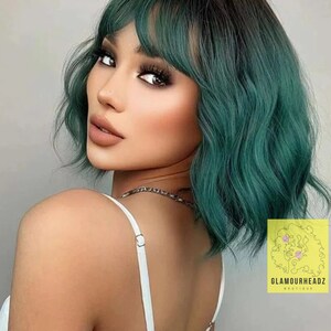 Ombre Short Green Wig