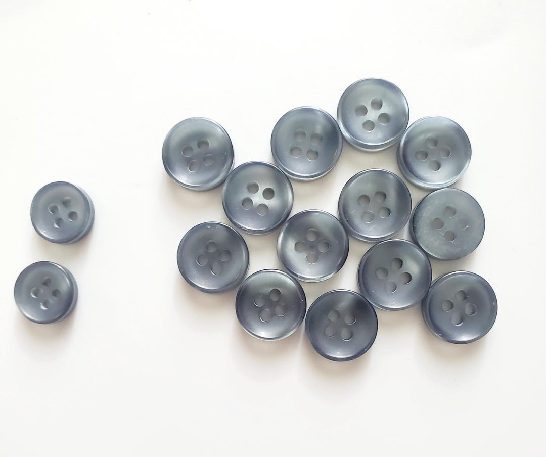 Grey Sewing Buttons, DIY Craft, Two Sizes 1cm, 1.2cm, 15 Buttons ...