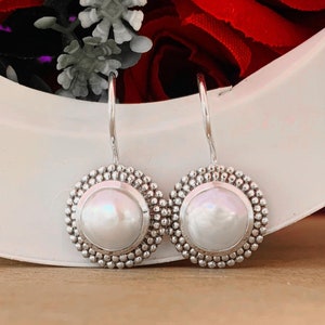 Natural Pearl Earrings ~ Fresh Water Pearl Earrings ~ Bohemian Fashion Jewelry ~ Sterling Silver Earrings ~ Wedding Gift For Her ~ E-0018