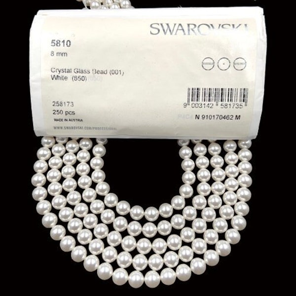 Natural crystal white (001 650) Swarovski pearl genuine Swarovski round beads  for jewelry making 2mm 3mm 4mm 5mm 6mm 8mm 10mm 12mm