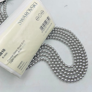 crystal light grey (001 616) Swarovski pearl 6mm 8mm  genuine Swarovski round beads  for jewelry making