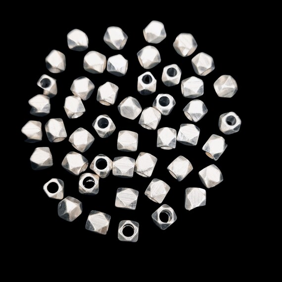 5mm Silver Plated Faceted Cube Beads Diamond Cut Copper Etsy