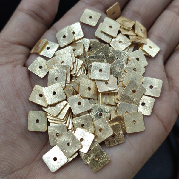 6mm 8mm - 100 Pieces Gold Square Flat Disk Spacer Beads, Brushed GoldPlated Disk Spacers For Jewelry Making, High Quality Flat Disk SKUCC258