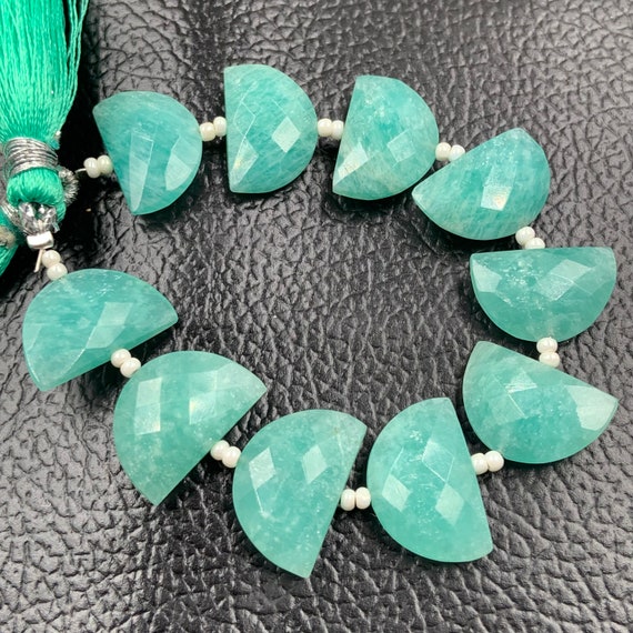 10 pcs Natural Amazonite straight drill D shape (half moon ) briolette faceted Amazonite Gemstone size 10X16mm handmade gemstone for jewelry