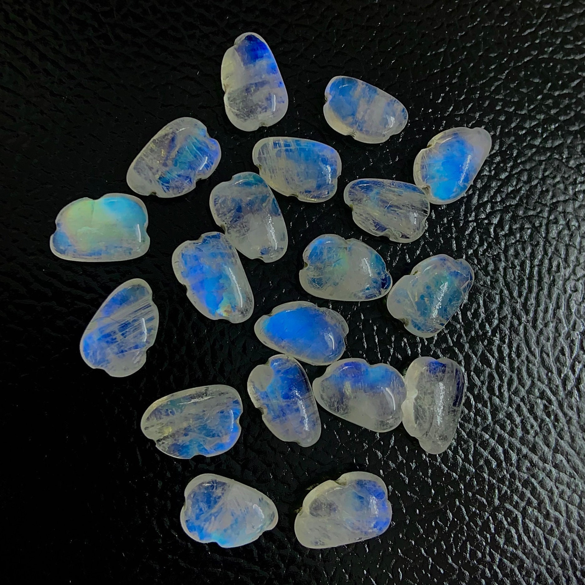 Rainbow Moonstone Clouds * Hand Curved Natural Stones * Natural White Rainbow Gem * Fancy Beads * High quality and Smooth Flashy Stones