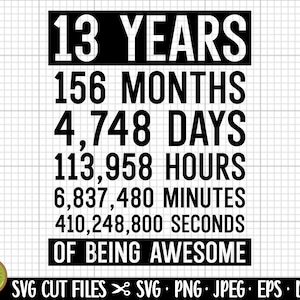 13th birthday svg 13 years old svg 13th birthday png