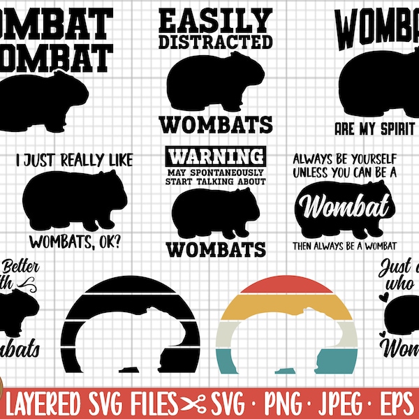 wombat svg bundle wombat png bundle