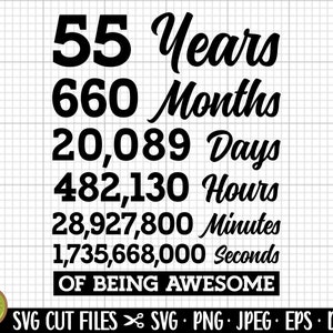 55th birthday svg 55 years old svg 55th birthday png