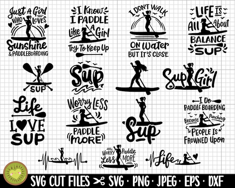 Stand up Paddling Bundle Svg Cricut Cut Files Stand up Etsy