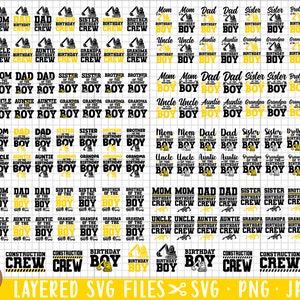 Geburtstagskind Baustellen Geburtstagsparty Bagger Baustelle Geburtstagsparty Geburtstagskind Cricut Cut Dateien Geburtstagsparty Geburtstagsparty Bundle